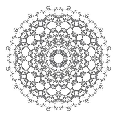 Beyaz arka planda yuvarlak çiçek süsü. Vektör illüstrasyonu