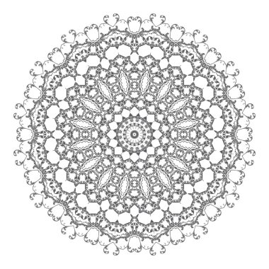 Beyaz arka planda yuvarlak çiçek süsü. Vektör illüstrasyonu