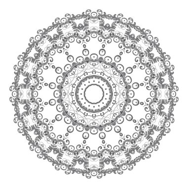 Beyaz arka planda yuvarlak çiçek süsü. Vektör illüstrasyonu