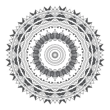 Beyaz arka planda yuvarlak çiçek süsü. Vektör illüstrasyonu