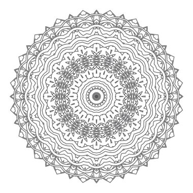 Beyaz arka planda yuvarlak çiçek süsü. Vektör illüstrasyonu