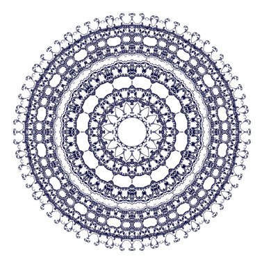 Beyaz arka planda yuvarlak çiçek süsü. Vektör illüstrasyonu