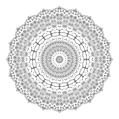 Beyaz arka planda yuvarlak çiçek süsü. Vektör illüstrasyonu