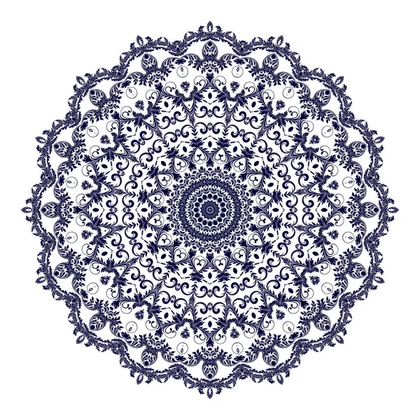 Круглий Квітковий Орнамент Білому Тлі Векторні Ілюстрації — стоковий вектор