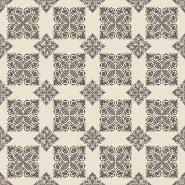 Arka planda kusursuz bir süs. Arka planda çiçek süsü var. Duvar kağıdı deseni. Tekstil deseni