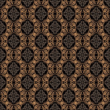 Arka planda kusursuz çiçekli ve geometrik süsler var. Tasarımın için şablon. Duvar kağıdı deseni. Vektör illüstrasyonu