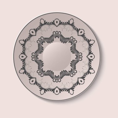 Soyut tarzda süslemeli tabaklar. Süslü klasik tabak, her amaçla harika tasarım. Vektör izole illüstrasyon. Soyut vektör arkaplanı. Vektör illüstrasyonu