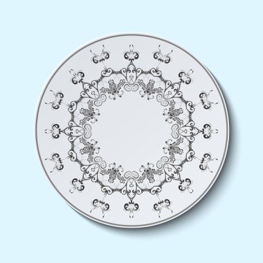 Soyut tarzda süslemeli tabaklar. Süslü klasik tabak, her amaçla harika tasarım. Vektör izole illüstrasyon. Soyut vektör arkaplanı. Vektör illüstrasyonu