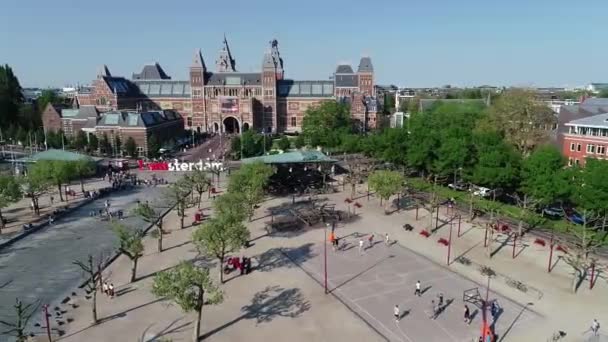 Légi Kilátás Rijksmuseum Holland Nemzeti Múzeum Panorámás Kilátás Nyílik Amszterdam — Stock videók