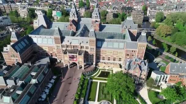 Aerial View Rijksmuseum Dutch National Museum Panoramic View Amsterdam City — Stock Video