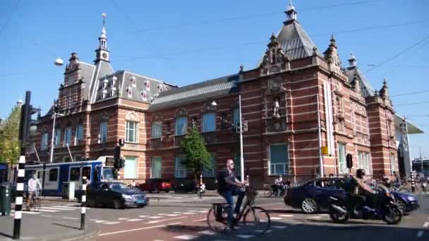Amsterdam Niederlande Juni 2018 Stau Stadtzentrum Einer Gemeinsamen Städtischen Kreuzung — Stockvideo