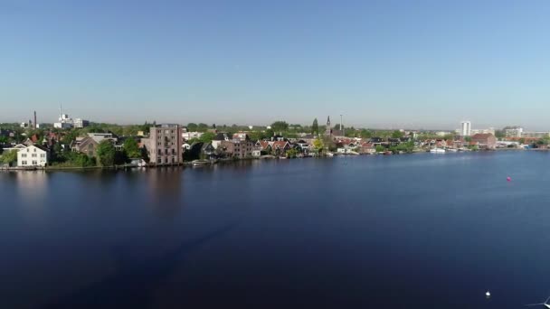 Luchtfoto Drone Zicht Beroemde Plek Historische Molens Van Zaanse Schans — Stockvideo