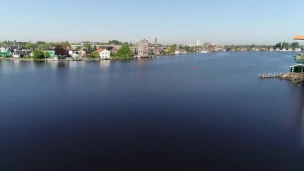 Aerial Drone View Very Close Footage Windmill Zaanse Schans Amsterdam — Stok video
