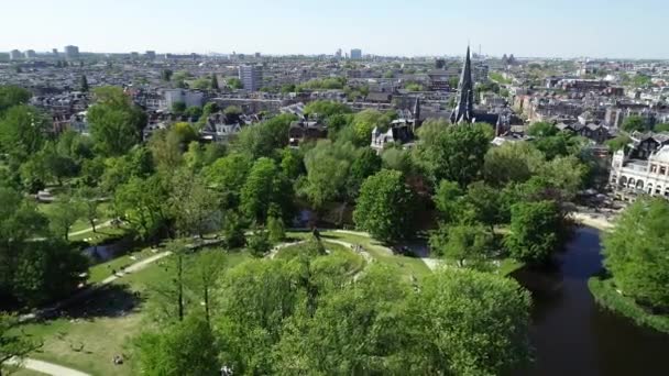 Luftaufnahme Des Vondelparks Amsterdam Stadt Den Niederlanden Sonniger Tag Sommer — Stockvideo