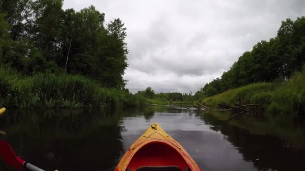 Pohled Perspektivy První Osoby Pov Pohled Kajak Nebo Kánoi Záběry — Stock video