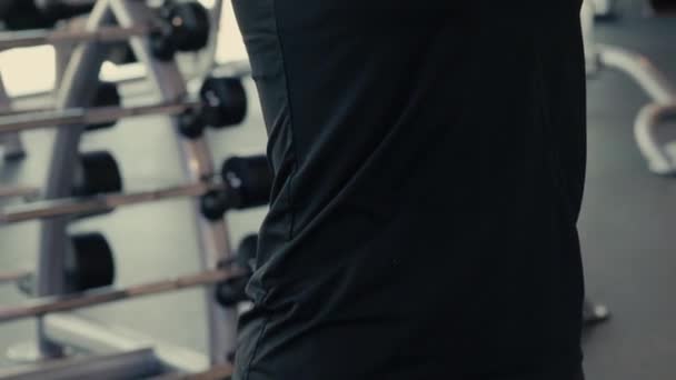 Fit Jovem Mulher Trabalhando Com Halteres Ginásio Clube Fitness — Vídeo de Stock