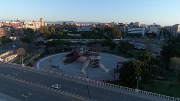Valencia España Imágenes Aéreas Vista Drones Desde Alto Del Parque — Vídeos de Stock