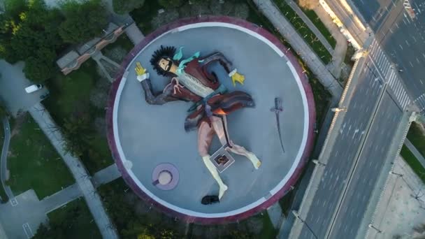 Valencia Spanya Hava Görüntüleri Turia Nın Bahçesindeki Gulliver Oyun Parkının — Stok video