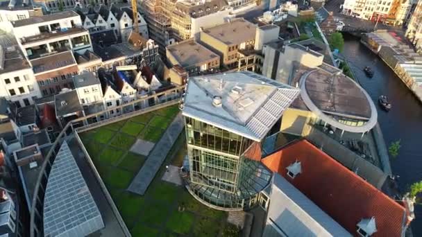 Vue Aérienne Des Célèbres Canaux Rues Amsterdam Aux Pays Bas — Video