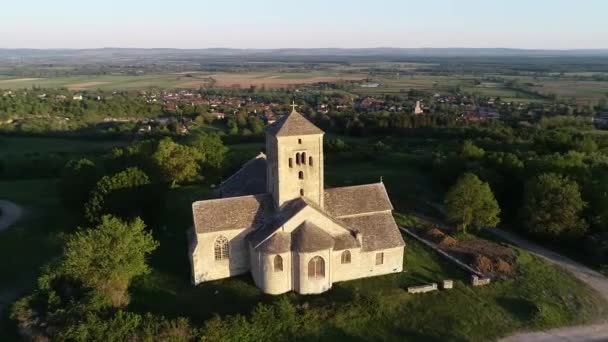 Letecký Pohled Kostel Martina Laives Chalon Sur Sane Francie Burgundsko — Stock video