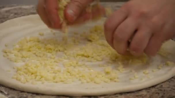 Pizza Maken Een Ervaren Chef Kok Een Professionele Keuken Bereidt — Stockvideo