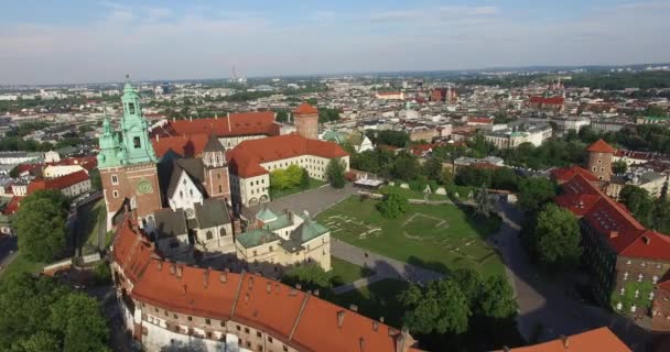 Vue Aérienne Château Royal Wawel Cracovie Cracovie Situé Sur Colline — Video