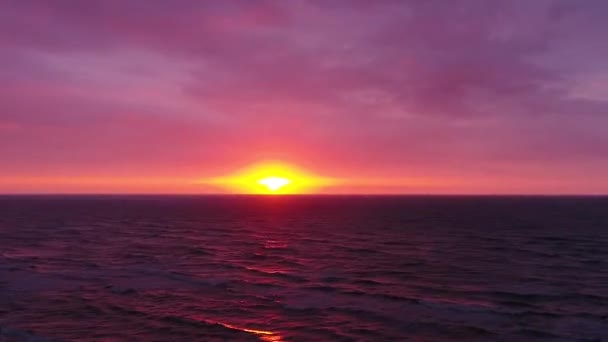 Aerial Hyper Lapse View Beautiful Sunset Baltic Sea Red Sky — Stock Video