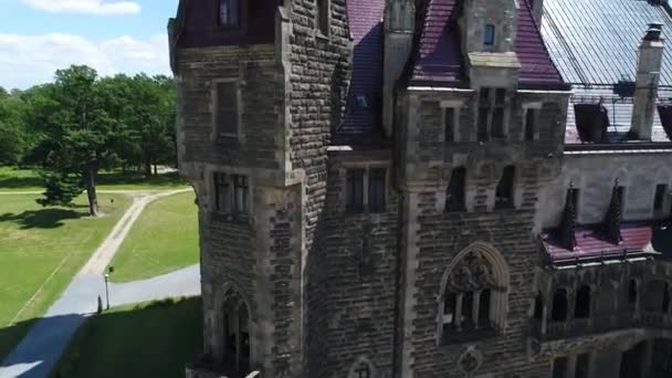 Vista Aérea Del Castillo Moszna Polonia Uno Los Castillos Más — Vídeo de stock