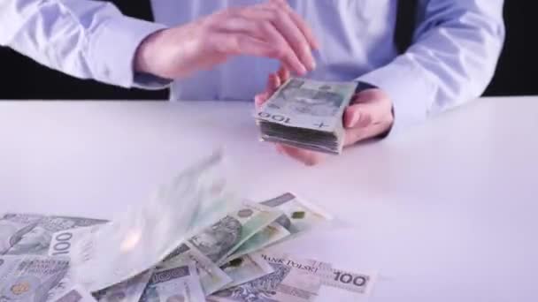 Stelletje Geld Concept Zakenman Hemd Gooit Hopen Pools Geld Concept — Stockvideo