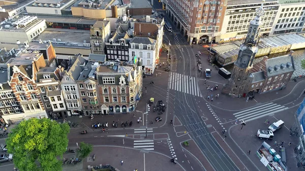 Panoramisch Bovenaanzicht Van Amsterdam Nederland Europa Uitzicht Boven Gracht Oude — Stockfoto
