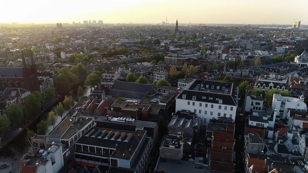 Воздушный Вид Амстердама Нидерландах Европе Вид Канал Старый Центральный Район — стоковое фото