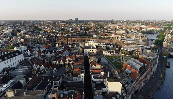 Воздушный Вид Амстердама Нидерландах Европе Вид Канал Старый Центральный Район — стоковое фото