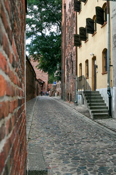 Toruna Polônia Agosto 2008 Rua Cobble Cidade Velha Imagens De Bancos De Imagens