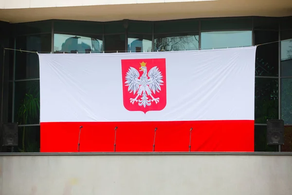 2019 Kielce Polska Polska Flaga Wietrze Flaga Polski — Zdjęcie stockowe