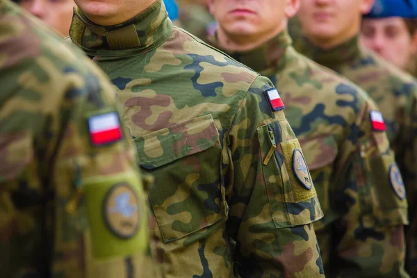 11.2019 Kielce / Polonya Polonya askeri ordusu geçit töreninde. Polonya ordusu peş peşe bayrak boyadı