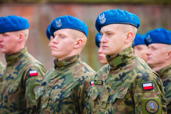 11.2019 Kielce / Polonya Polonya askeri ordusu geçit töreninde. Polonya ordusu peş peşe bayrak boyadı