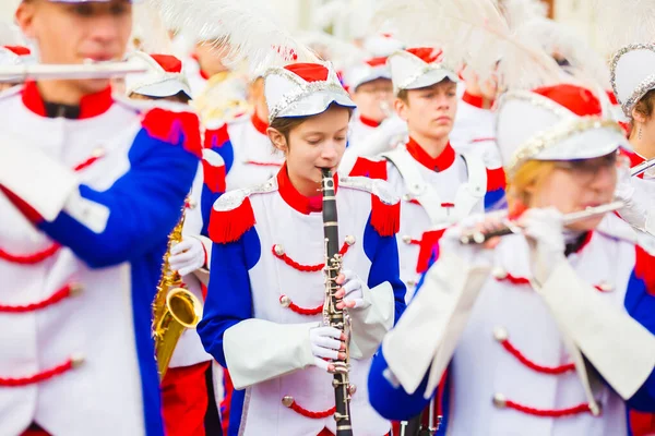 2019 Kielce Poland Banda Marcha Durante Dia Independência Polônia Crianças — Fotografia de Stock