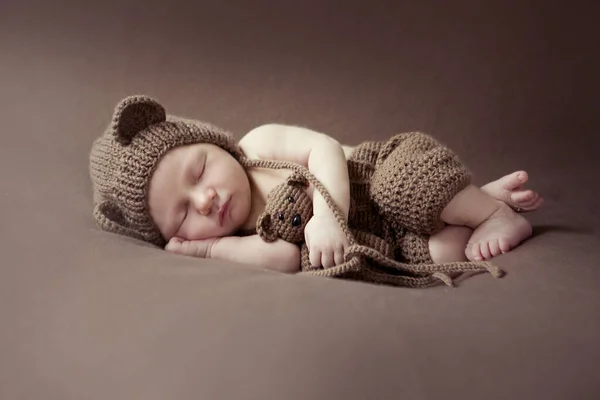 Pasgeboren Baby Sessie Kinderportret Lief Tot Klein Kind Een Deken — Stockfoto