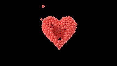 Parlak küreden yapılmış kalp şekli. Sevgililer Günü. 3B görüntüleme.