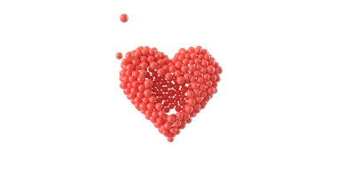 Parlak küreden yapılmış kalp şekli. Sevgililer Günü. 3B görüntüleme.