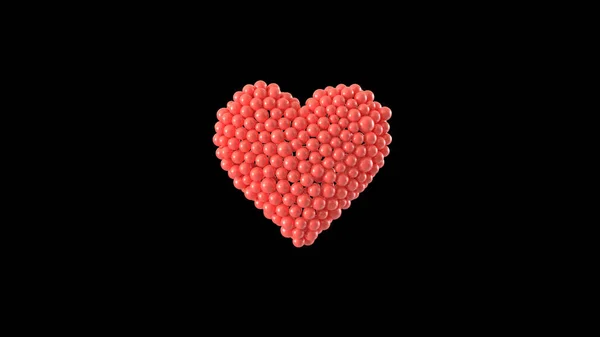 Heart Shape Made Out Shiny Sphere Valentine Day Rendering — Stock Photo, Image