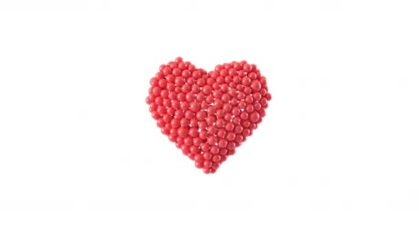 Forma Corazón Hecha Esferas Brillantes Animación Día San Valentín Renderizado — Vídeo de stock
