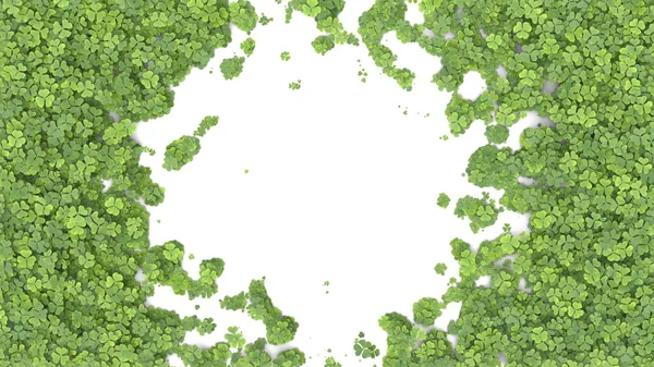 Grünklee Bedeckt Den Bildschirm Auf Weißem Hintergrund Darstellung — Stockfoto