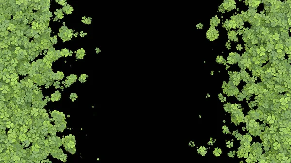 Zielona Koniczyna Zasłaniająca Ekran Czarnym Tle Renderowanie — Zdjęcie stockowe