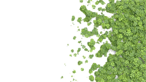 Green Clover Covering Screen White Background Rendering — Stock Photo, Image