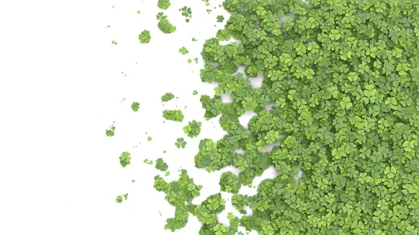 Green Clover Covering Screen White Background Rendering — Stock Photo, Image