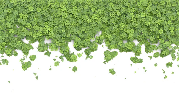 Green Clover Covering Screen White Background Rendering — Stock Photo, Image