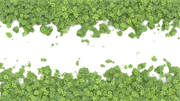 Zielona Koniczyna Pokrywająca Ekran Białym Tle Renderowanie — Zdjęcie stockowe
