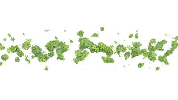 绿色的三叶草覆盖在白色背景的屏幕上 3D渲染 — 图库照片