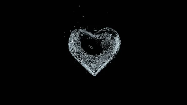 Heart Shape Made Out Water Rendering — Stock Photo, Image